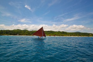 Paraws Sailing Across the Resort